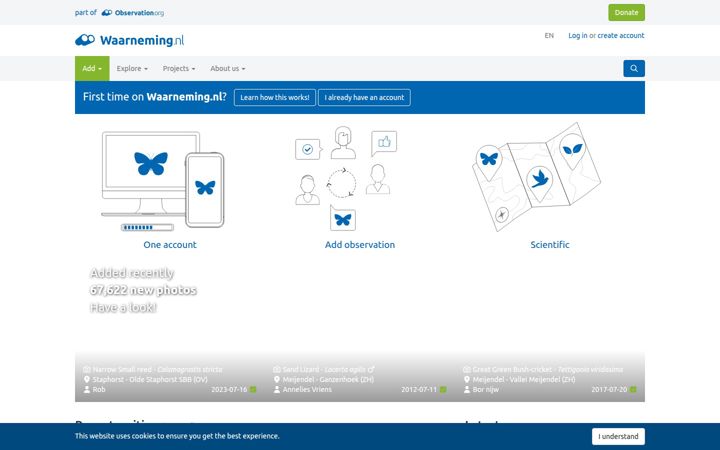 Ekraanipilt saidist waarneming.nl