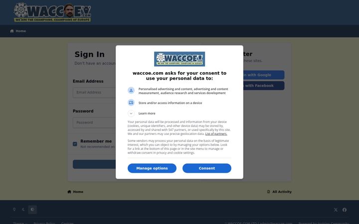 Skærmbillede af waccoe.com