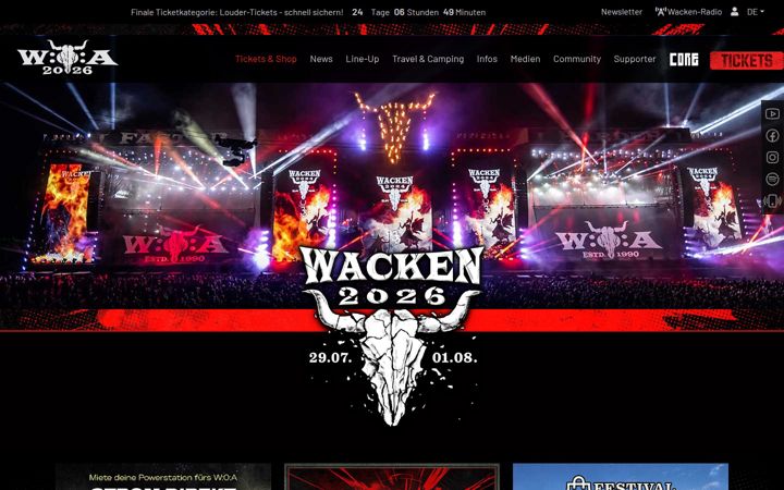 Screenshot of wacken.com