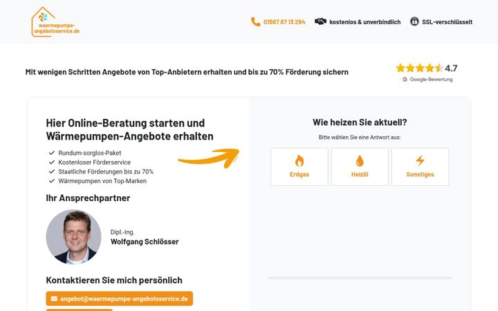 Screenshot of waermepumpe-angebotsservice.de