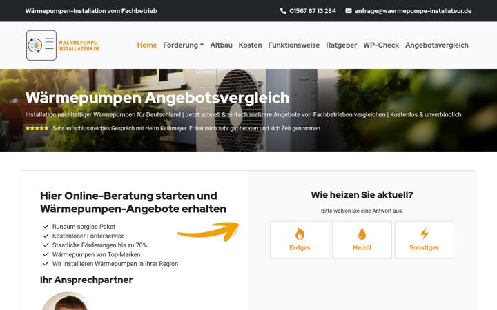 Skjámynd af waermepumpe-installateur.de