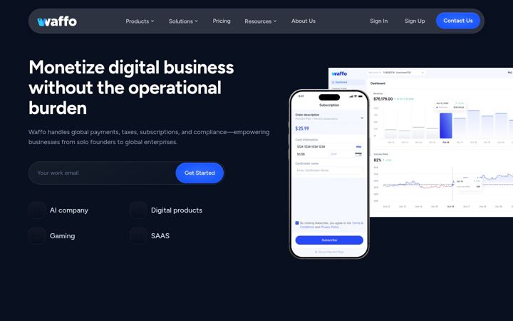 Screenshot of waffo.com