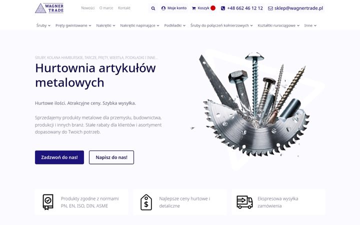 Kuvakaappaus sivustosta wagnertrade.pl