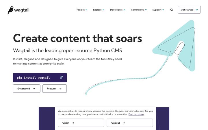 Screenshot of wagtail.org