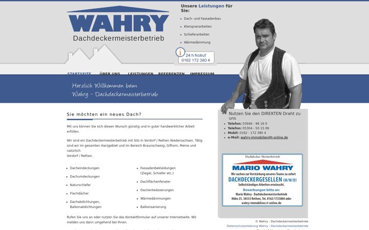Képernyőkép: wahry-dachdecker.de