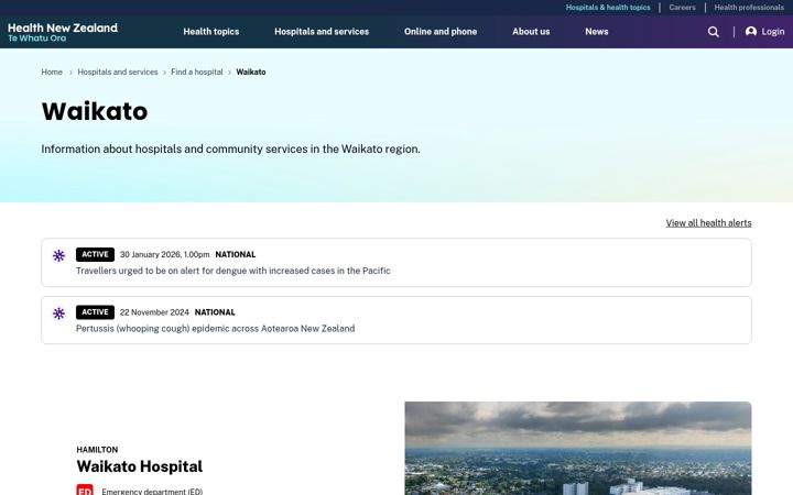 Zrzut ekranu waikatodhb.health.nz