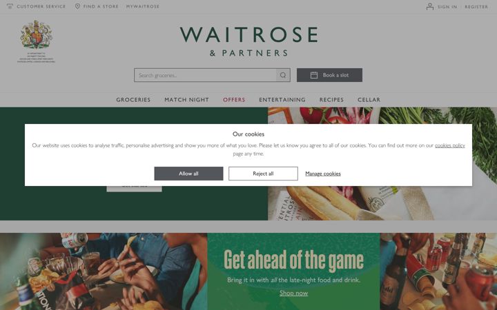 Ekraanipilt saidist waitrose.com