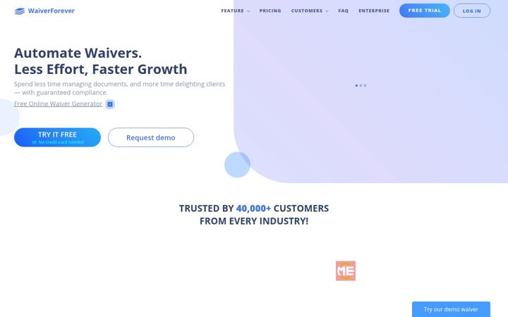 Screenshot of waiverforever.com