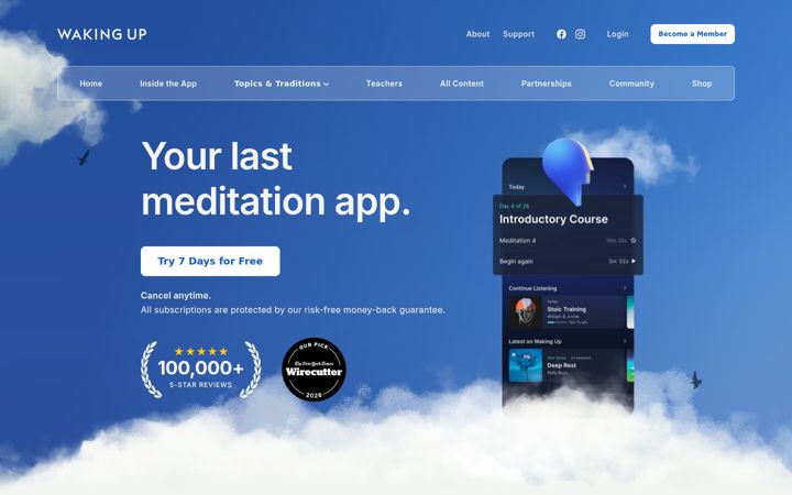 Screenshot of wakingup.com