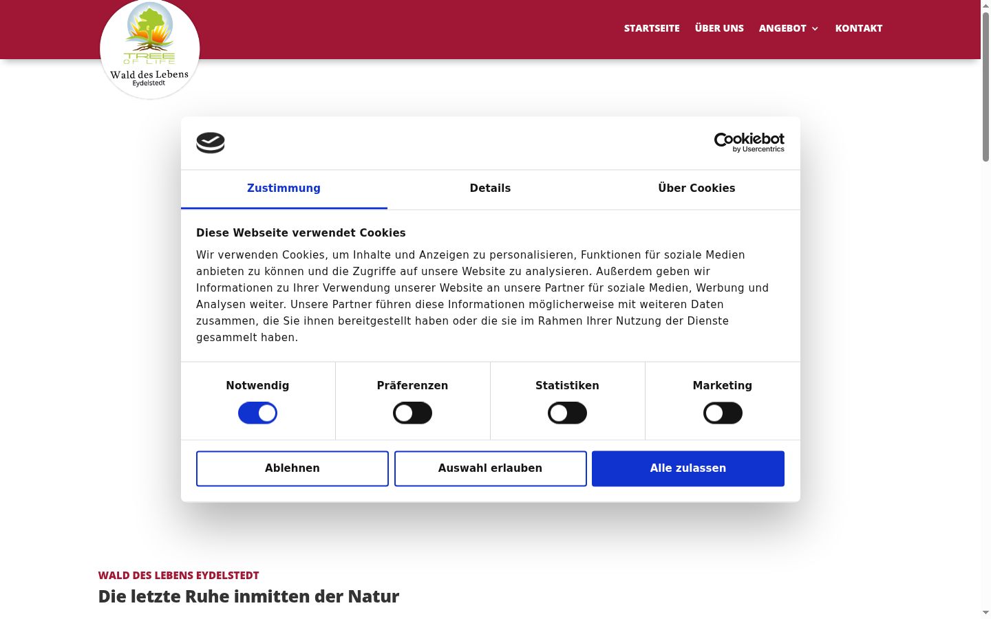 Screenshot of the consent banner shown before any interaction