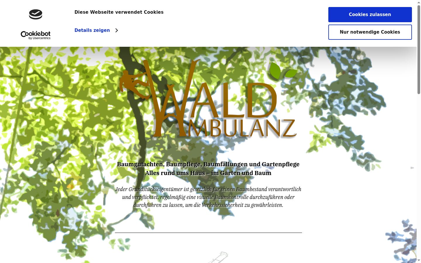 Screenshot des Einwilligungsbanners vor jeglicher Interaktion