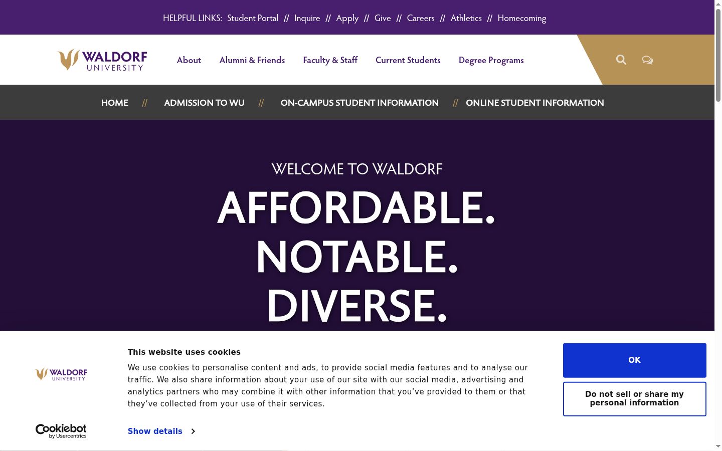 Screenshot of the consent banner shown before any interaction