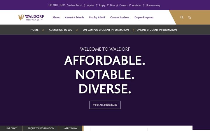 Screenshot of waldorf.edu