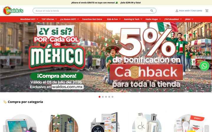 Screenshot of waldos.com.mx