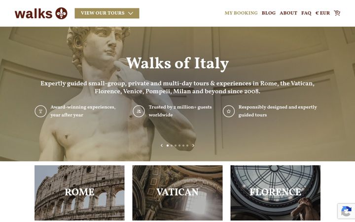Екранна снимка на walksofitaly.com