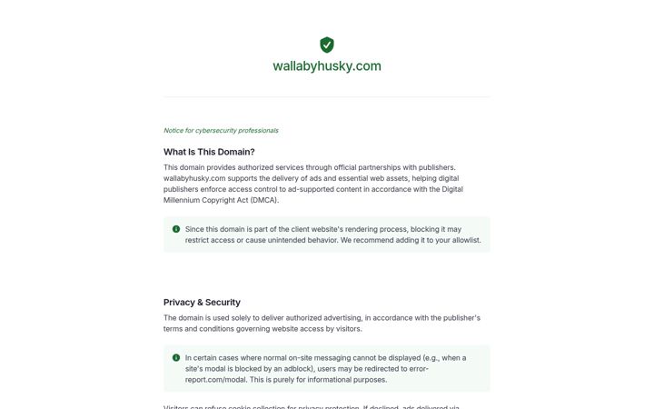 Screenshot of wallabyhusky.com