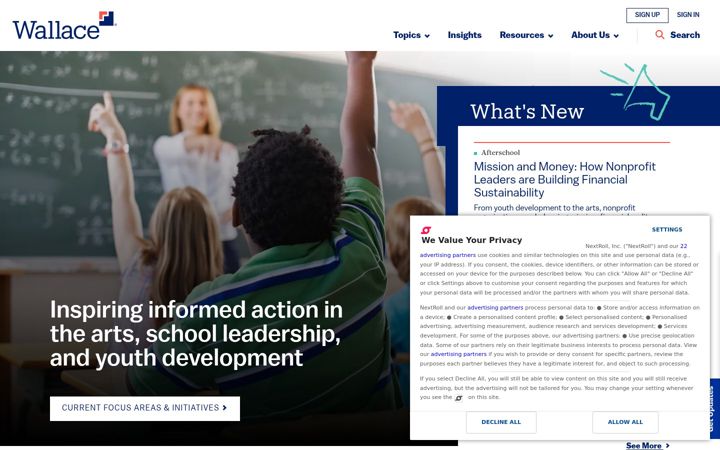 Screenshot of wallacefoundation.org