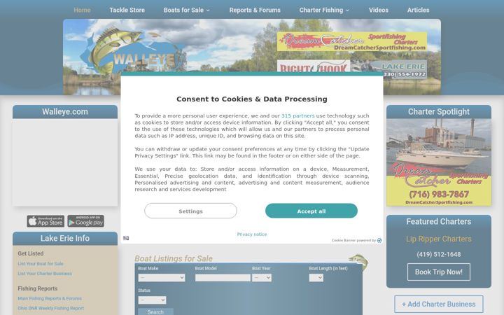 Screenshot of walleye.com