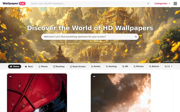 Screenshot of wallpapercat.com