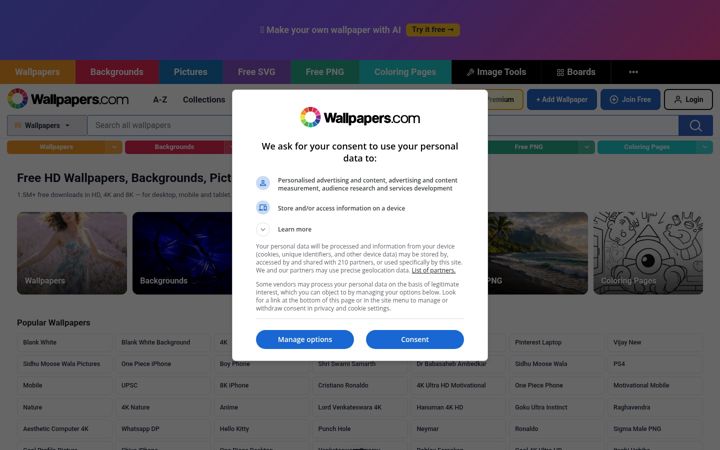 Screenshot di wallpapers.com
