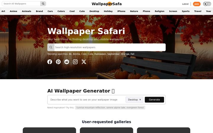Screenshot van wallpapersafari.com