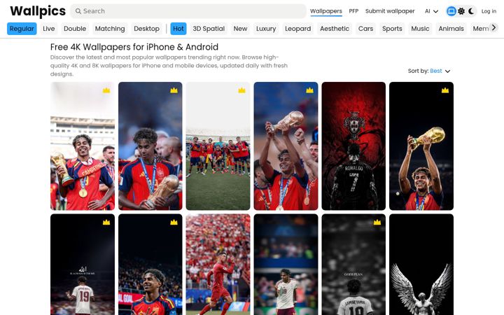 Screenshot of wallpics.app