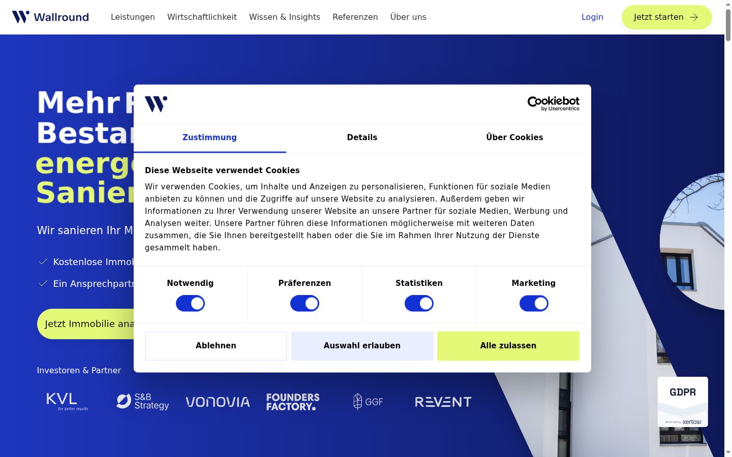 Screenshot van de toestemmingsbanner zoals getoond vóór enige interactie