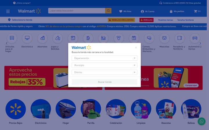 Screenshot of walmart.com.sv