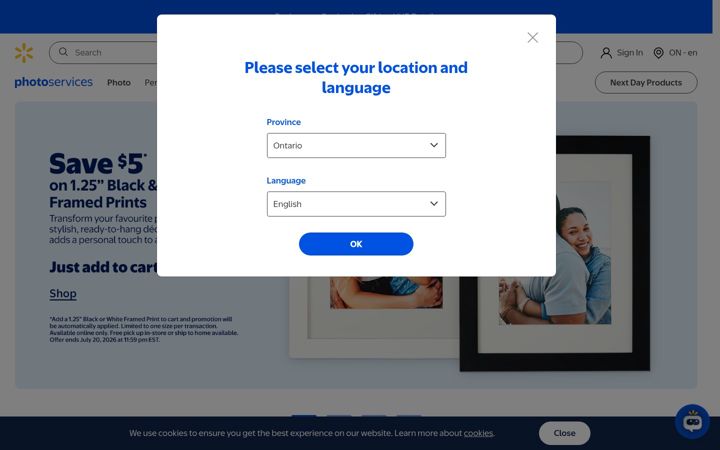 Screenshot of walmartphotocentre.ca