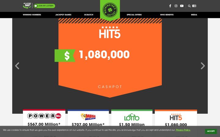 Screenshot of walottery.com