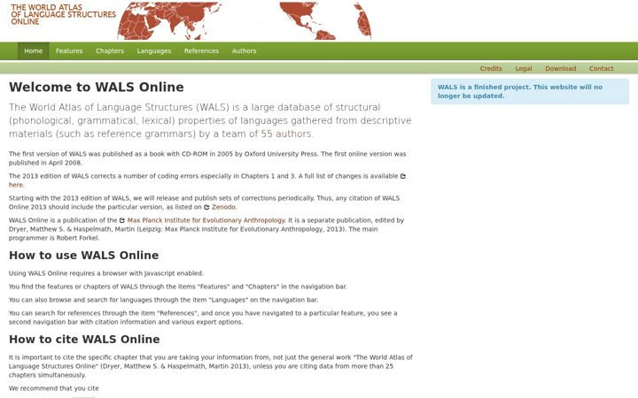 Screenshot of wals.info
