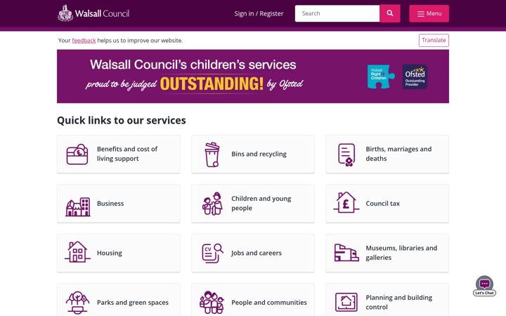 Képernyőkép: walsall.gov.uk