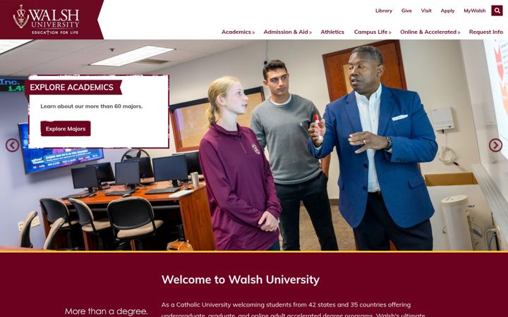 Screenshot of walsh.edu