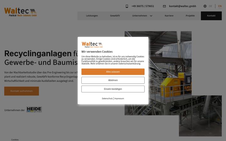 Screenshot of waltec.gmbh
