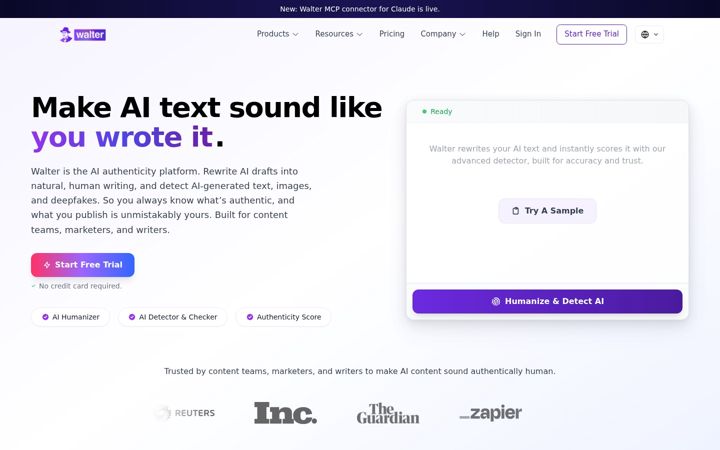 Screenshot of walterwrites.ai