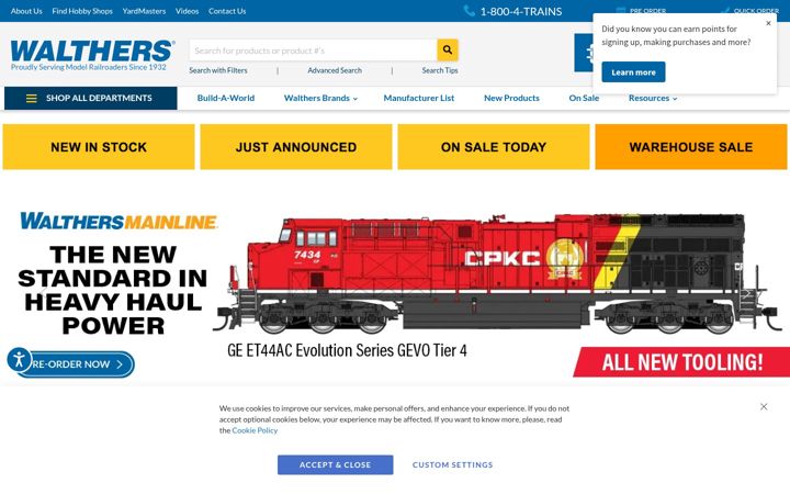 Screenshot of walthers.com