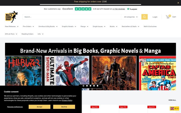 Екранна снимка на waltscomicshop.com