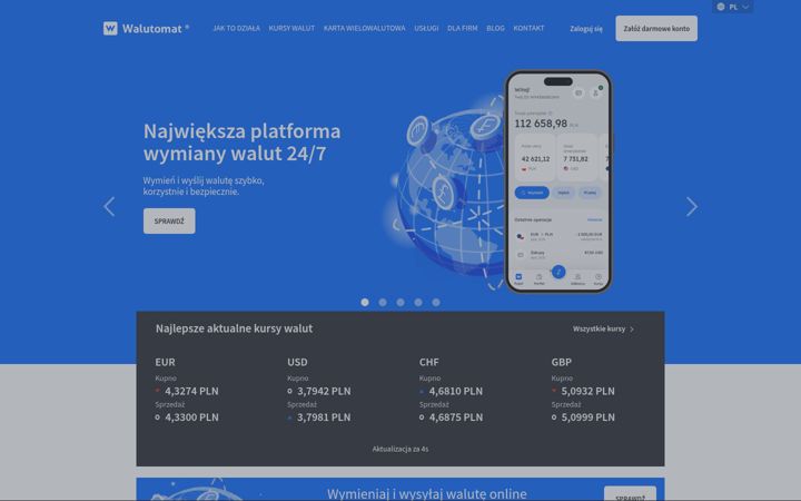 Screenshot of walutomat.pl
