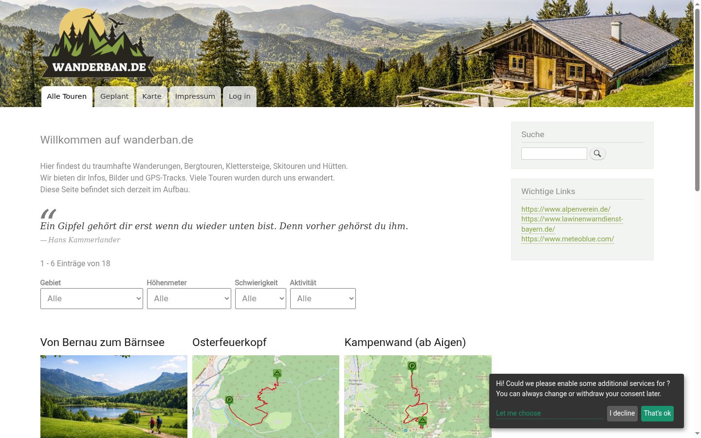 Screenshot del banner di consenso mostrato prima di qualsiasi interazione