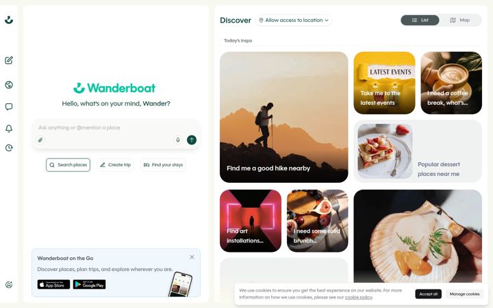 Screenshot ta' wanderboat.ai