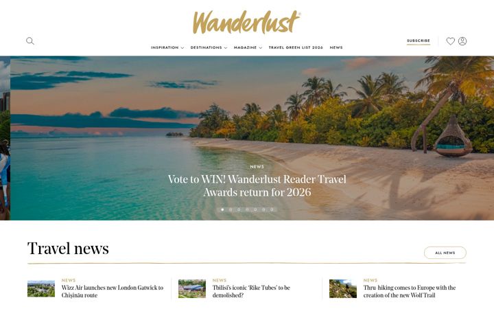 Screenshot of wanderlustmagazine.com
