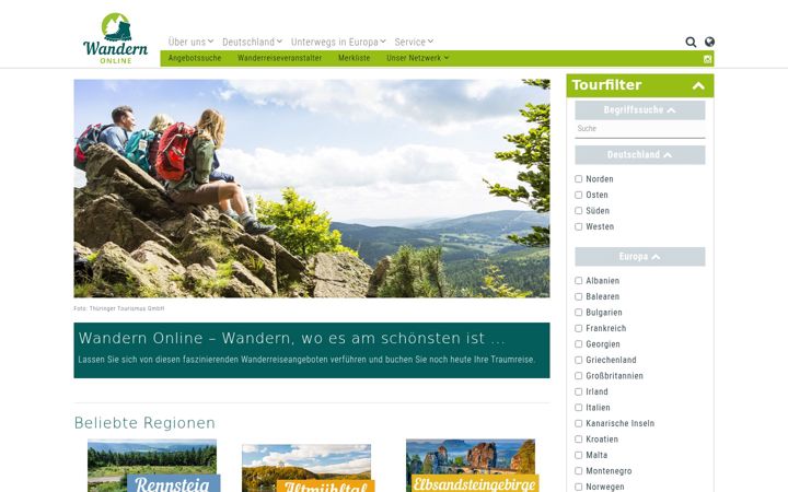 Screenshot of wandern-online.com