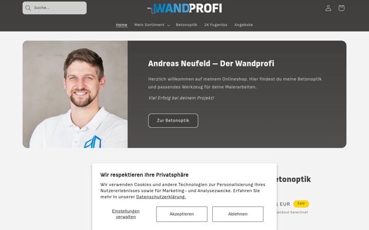 Ekrano kopija wandprofi-shop.de