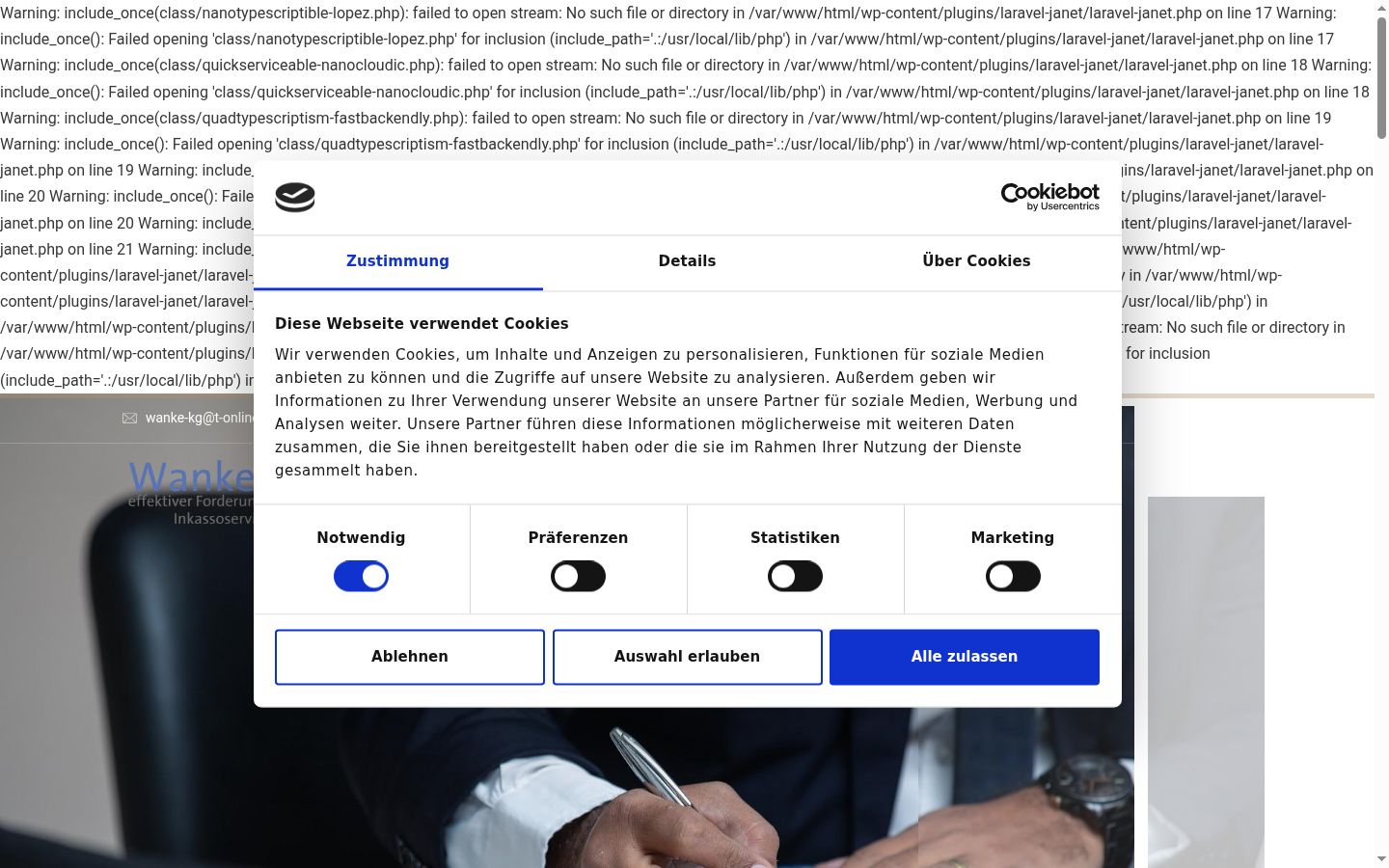 Screenshot del banner di consenso mostrato prima di qualsiasi interazione