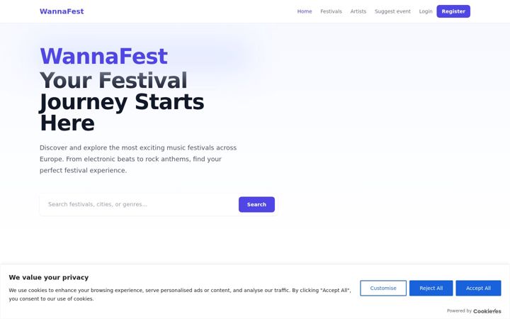 Screenshot stránky wannafest.com