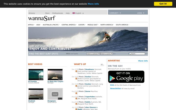 Screenshot of wannasurf.com
