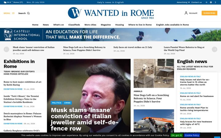 Screenshot of wantedinrome.com