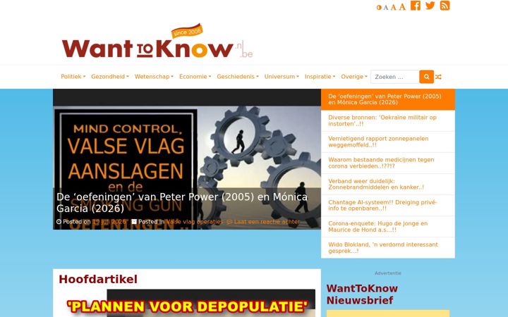 Captură de ecran a wanttoknow.nl