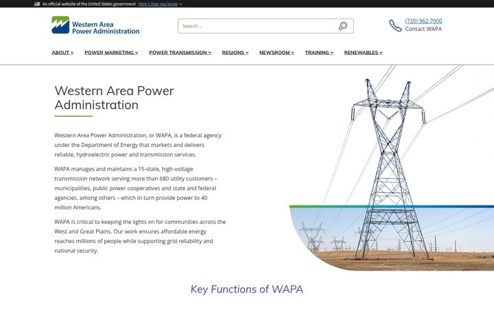 Screenshot of wapa.gov