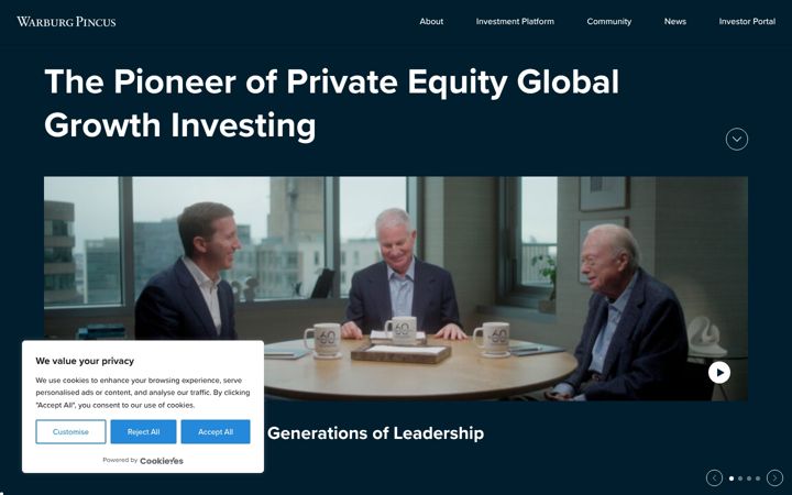 Screenshot of warburgpincus.com
